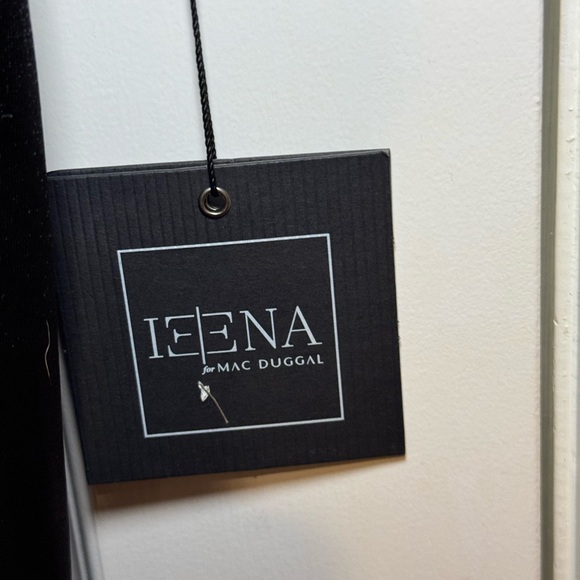 NWT Ieena for Mac Duggal 12428 Charmeuse Rhinestone Strap Trumpet Gown Black - 8 - Picture 10 of 13